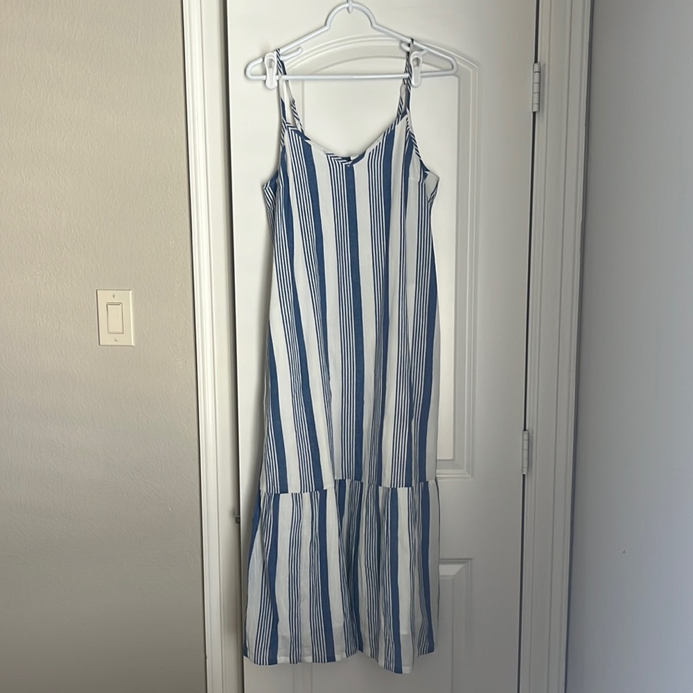 Women’s JCrew blue and white stripped dress. NWT retell for $60